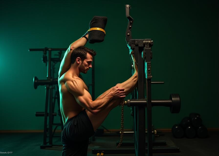 Atleta che esegue un movimento controllato in uno studio fitness di lusso a Roma